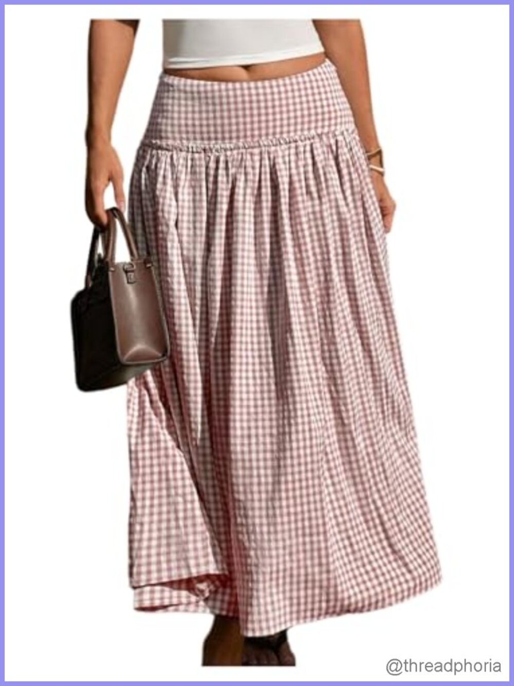 Y2K Plaid Maxi Skirt High Rise Flowy Long A-Line Swing Skirt